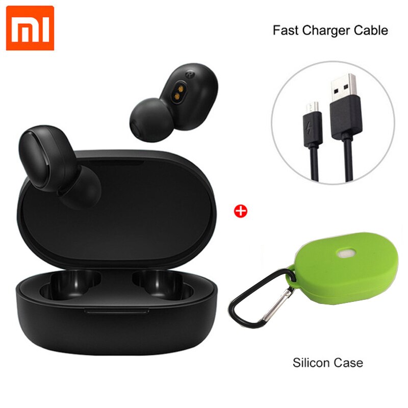 Xiaomi-auriculares Redmi Airdots TWS con Bluetooth 5,0, auriculares inalámbricos estéreo de graves con micrófono, auriculares manos libres con Control IA: Global green case