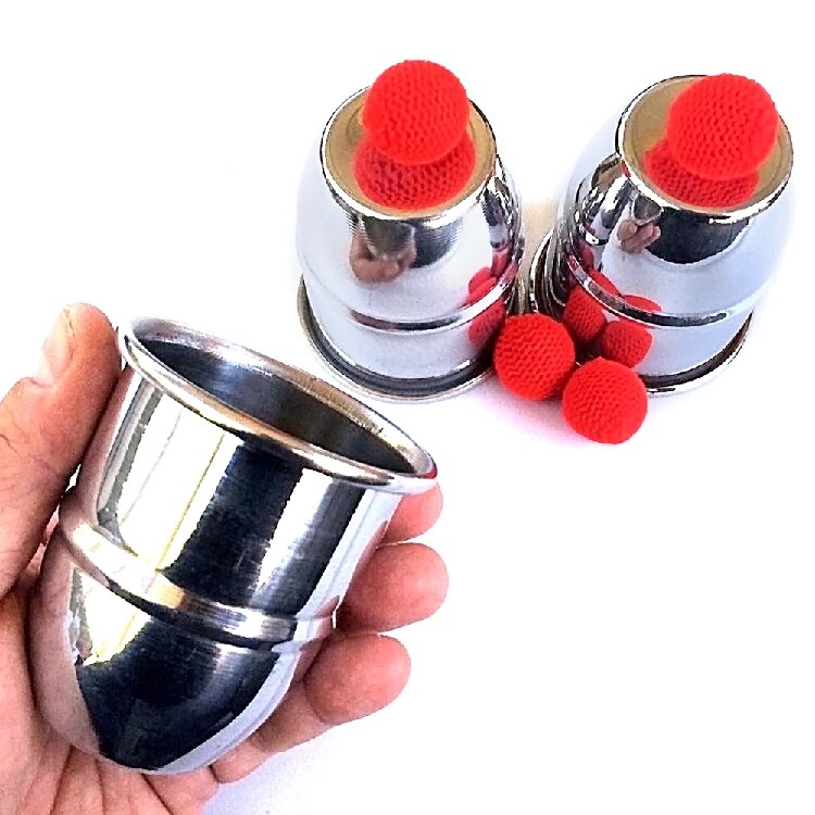 Props Tricks Clown Close-up Tricks Toys Three Beginer Cups Props Balls Easy Red Learn for Super Aluminum
