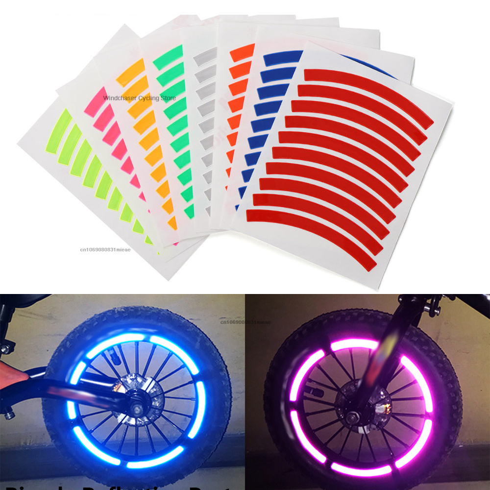 Pegatinas reflectantes para ruedas de bicicleta, cinta adhesiva fluorescente reflectante para ciclismo, pegatina decorativa de seguridad de advertencia para bicicleta de montaña, 1 ud.
