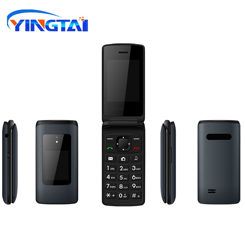 Goedkope Dual Screen Flip Senior Telefoon Dual Sim-kaart Push Knop Toetsenbord Feature Clamshell Mobiel Yingtai T30 Gsm Fm Radio