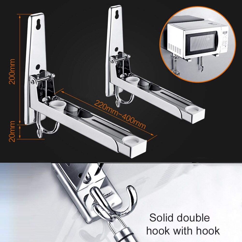Rack Frame Microwave Oven Bracket Kitchen Adjustable Wall Mount Telescopic Foldable Shelf Support Easy Install Universal