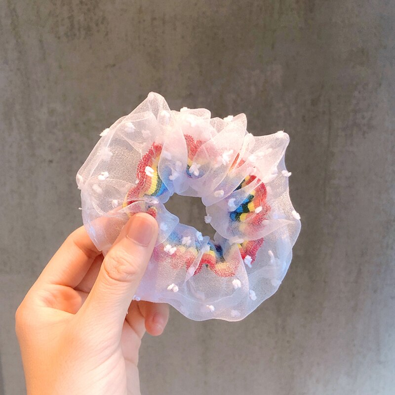 Blød chiffon kvinder hår scrunchie elastiske hårbånd jule strækbart hår bånd hestehale lilla ensfarvet tilbehør: 09