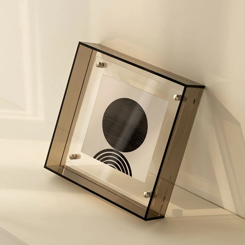 Floating Picture Frame Neon Acrylic Translucent Colorful Decorative Photo Frame for Desk Wall Mounting Tabletop Decoration: 7 inch / Light Grey