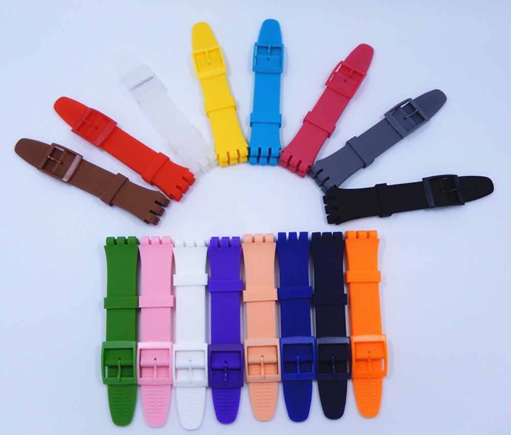 Correa de reloj para Swatch, accesorios de pulsera de silicona de goma, 17mm, 19mm, 20mm