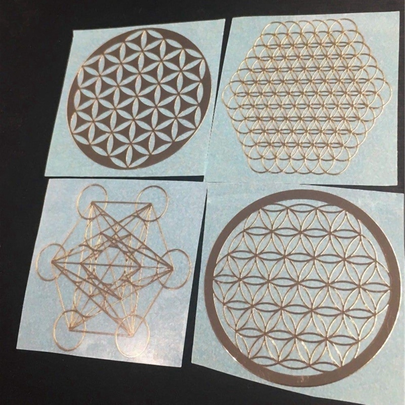 FFYY-4Pcs/Set Metalen Energie Decor Sticker Bloem Van Leven