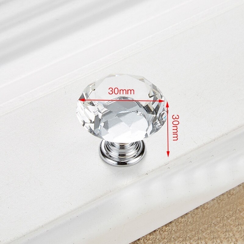 30Mm Diamond Shape Crystal Glass Knoppen Kast Trekt Lade Knoppen Keukenkast Handvatten Handvat Hardware