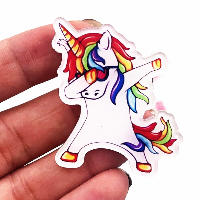 1Pcs Kleurrijke Dier Cartoon Pin Acryl Paard Eenhoorn Badge My Little Poni Icoon Broche Voor Meisjes Beloningen Decoratie Op zak Hoed: Black Nickel