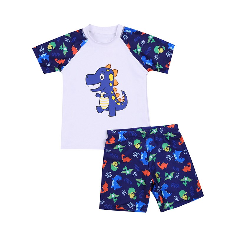 Conjunto de biquíni estampado de dinossauro para bebês, 2 peças, roupa de banho curta, maiô para meninos, festa de verão 2021