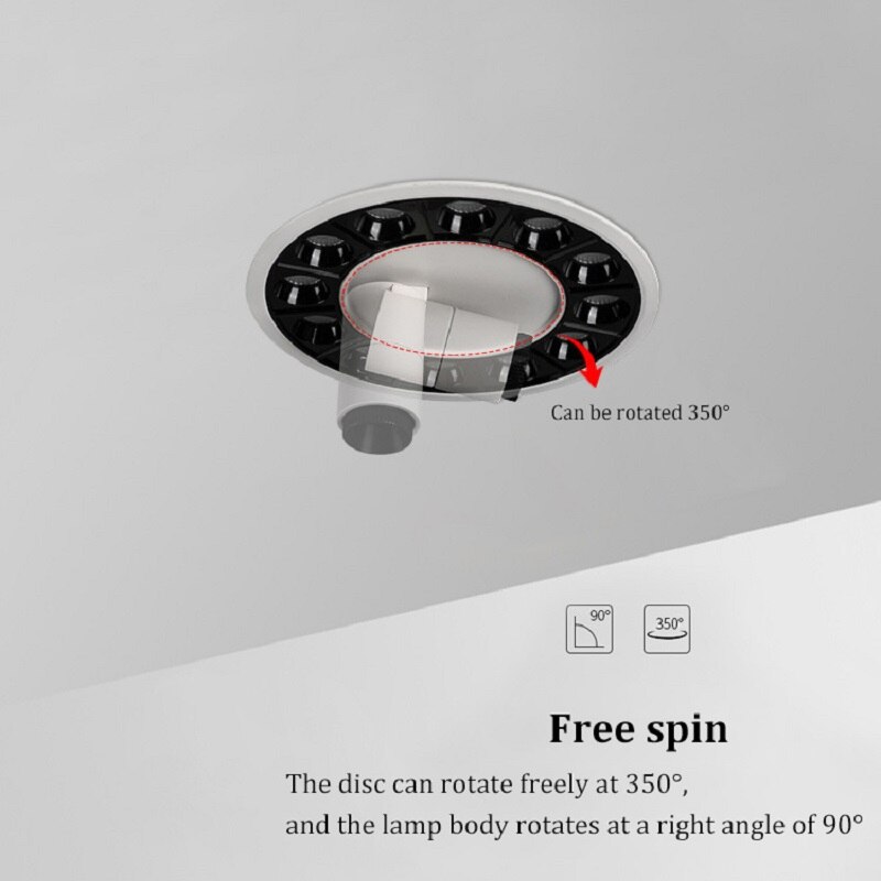 Recessed LED Linear Light High CRI Round LED Grille Spotlight Anti-glare Ceiling Downlight for Bedroom Hotel