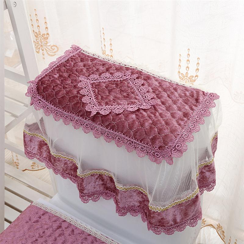 3-Piece European Style Plush Bathroom Toilet Decor Tank Cover Cushion Toilet Seat Cover Pads Set Gold Velvet Three-Piece Suit