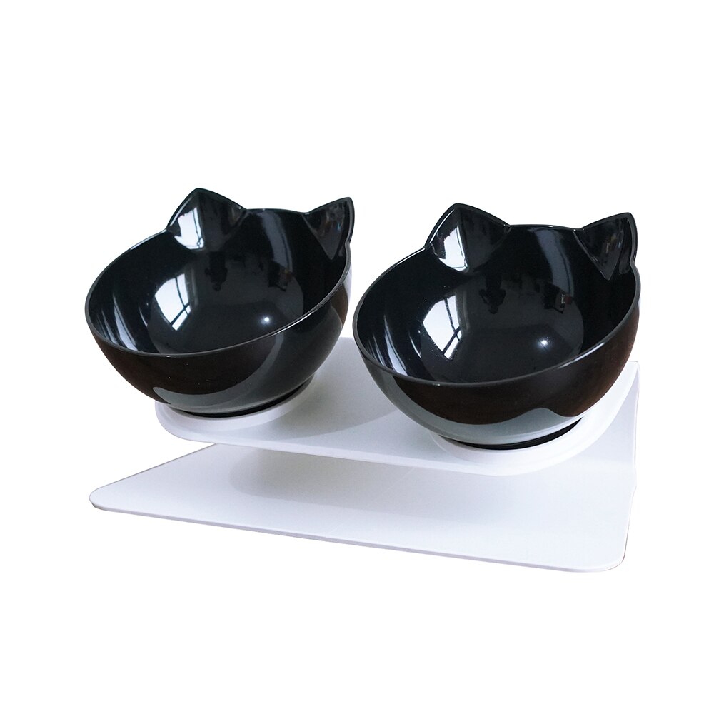 Cat Bowls Dogs Feeders Cat Feeding Bowl With Raised Stand For Cats Double Bowl Cats Food Bowls Water Bowls Pet Supplies#9: Double bowls-3