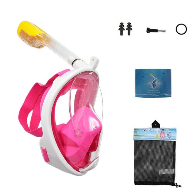 Full Face Snorkeling Scuba Masks Diving Masks Underwater Anti-fog Anti-Leak Safe and waterproof Swimming Pool Equipment: pink / S/M