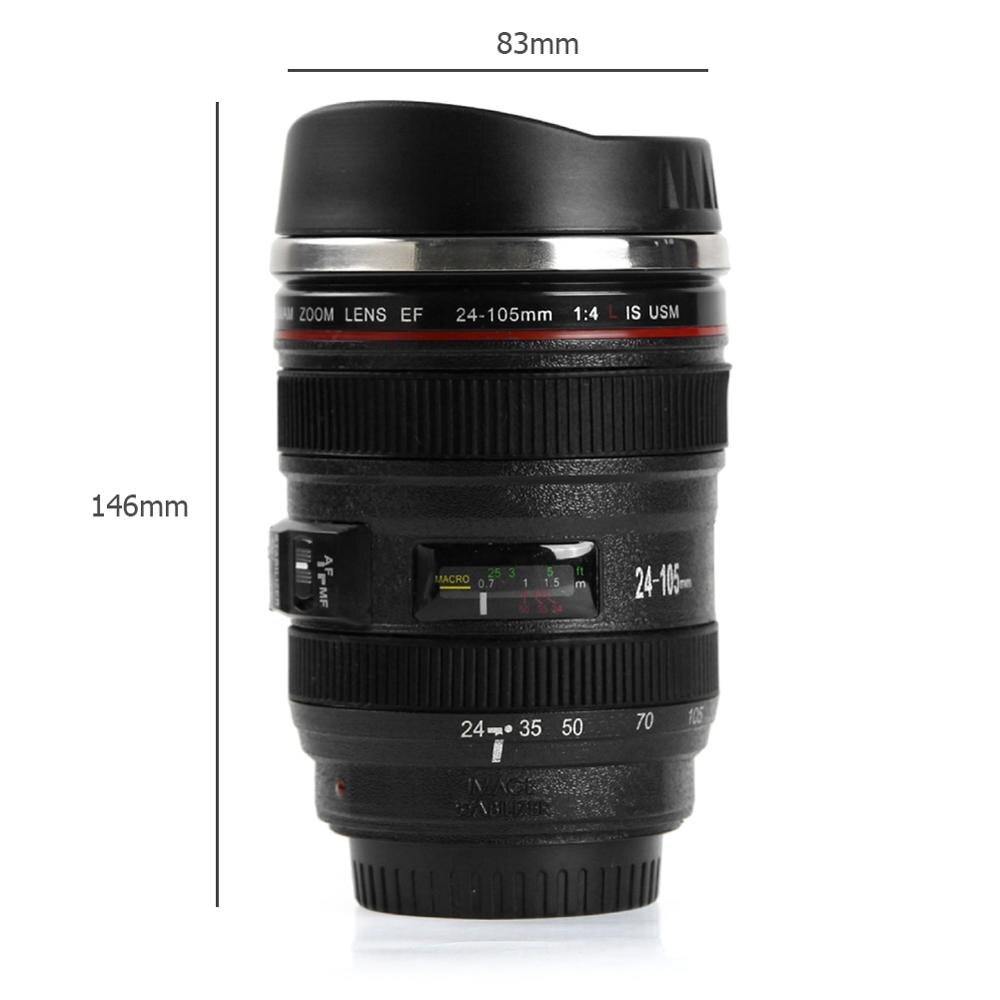 350mL caméra tasse à café lentille forme café thé tasse avec couvercle en acier inoxydable vide flacons isolation thermique tasse: 1