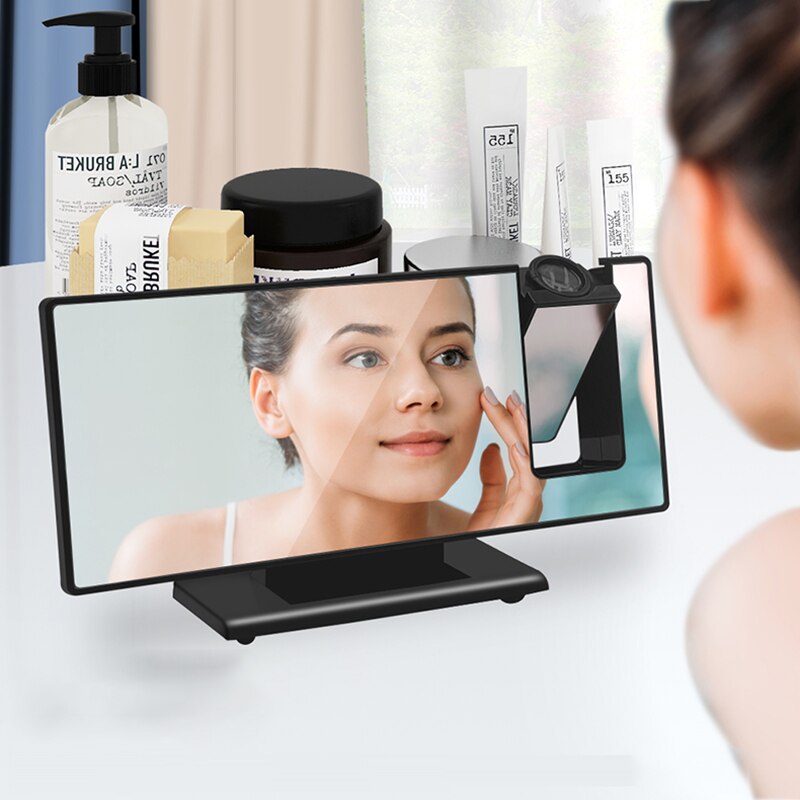 LED Digital Alarm Clock Radio Projection With Temperature And Humidity Mirror Clock Multifunctional Bedside Time Display