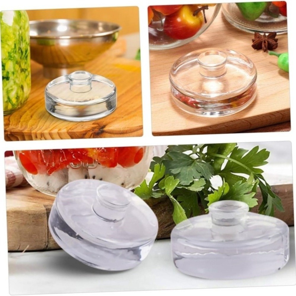 Fermented Glass Weights Clear with Handle Wide Mouth Mason Jar Lid Sealed Kitchen Gadgets Heavy Fermenting Weights Kimchi Making