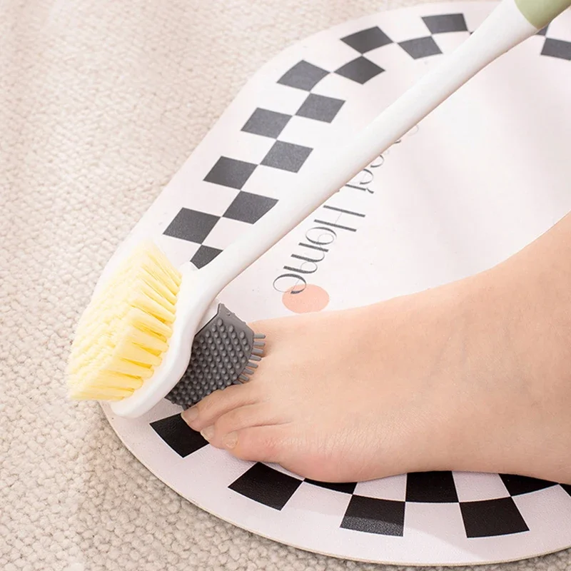 1pc Spazzola per il lavaggio dei piedi con manico lungo Spazzola per la pulizia delle dita dei piedi multifunzionale a doppia faccia per uso domestico Scrubber per la pulizia profonda del piede