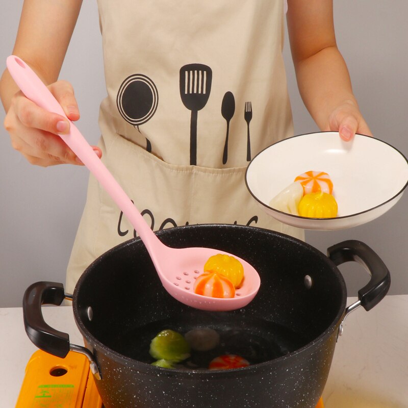 Silicone Utensils Cooking Tool Pink Nonstick Kitchen Utensil Spoon Soup Ladle Turner Frying Spatula Colander Kitchenware