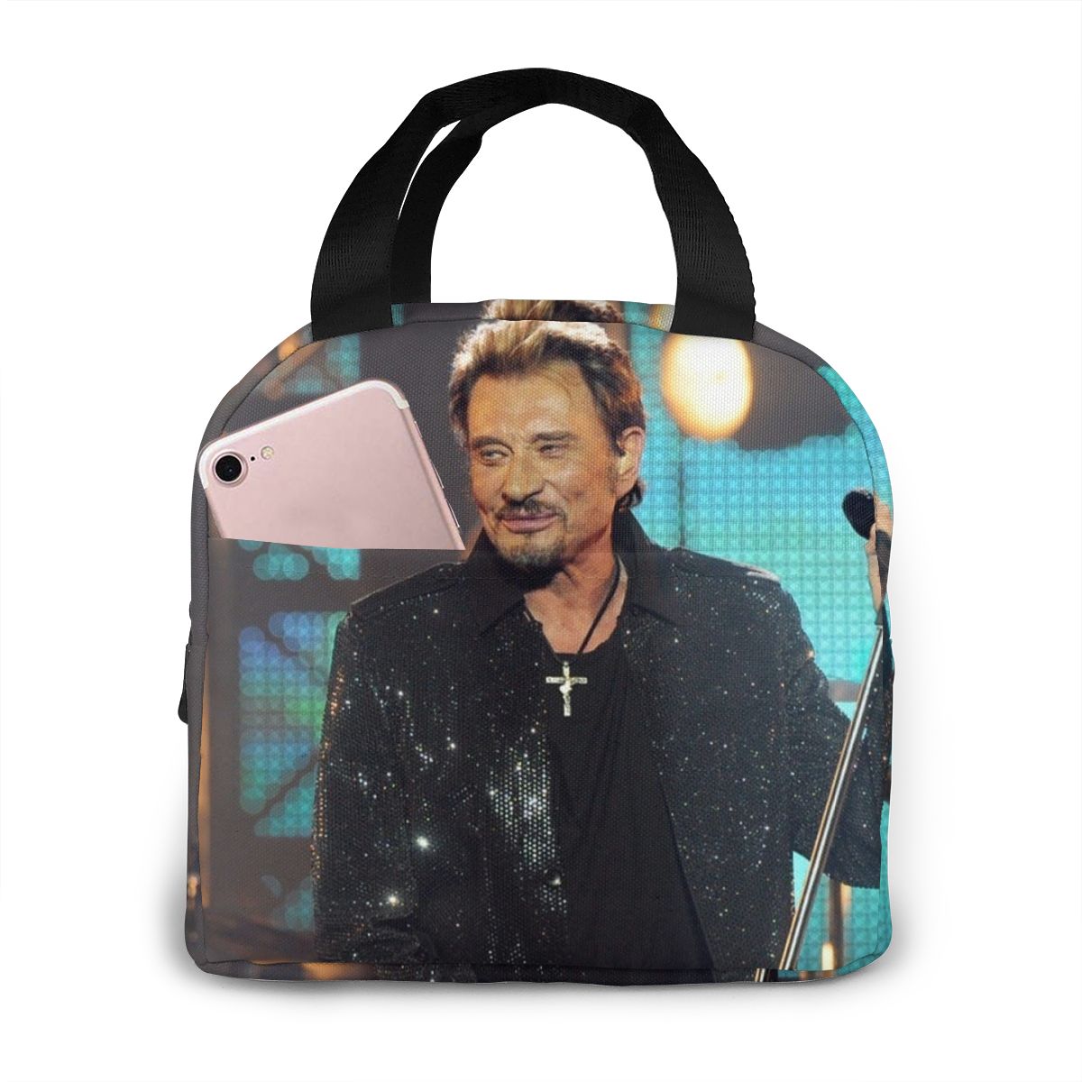 Johnny Hallyday mittagessen tasche kid frauen isolierung tragbare wasserdichte picknick coole tasche frühstück schule wiederverwendbare lebensmittel tasche neue: Black9