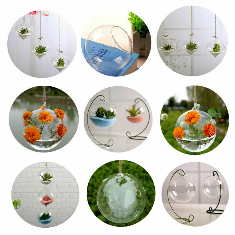 Blomma växt klart glas vas hängande planter terrarium behållare fest bröllop dekor flaska kruka hem trädgård boll rund vas