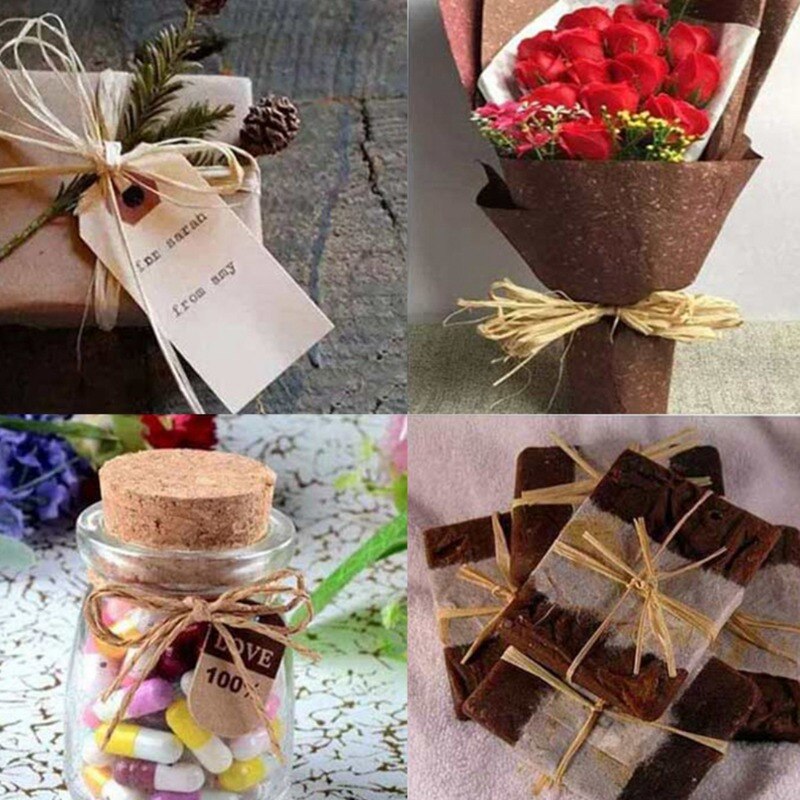 200M raphia papier ficelle corde emballage ruban Bouquet emballage bricolage artisanat pour fête mariage décoration nouveautés