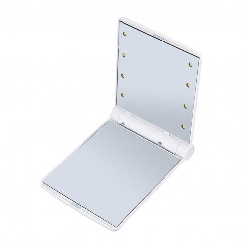 Foldable 8LED Lighted Makeup Vanity Mirror Tabletop Adjustable Brightness Lamp Cosmetic Table Makeup Mirror: white