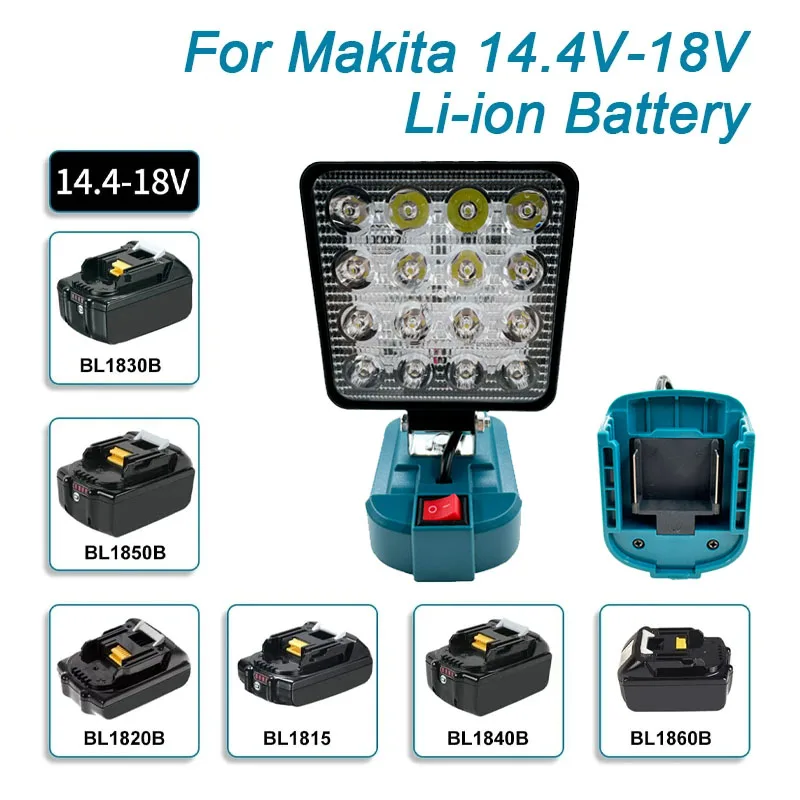 Led-arbeidslys for makita 14.4v 18v li-ion-batteri 3/4 tommer med usb utendørs lommelykt lanterne campinglampe nødlys