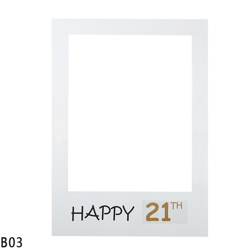 Fødselsdag fotoboks ramme 1 18 21 30 40 60 hvid fotoramme fotobooth rekvisitter børn voksen tillykke med fødselsdagsfest dekor rekvisitter ramme: B03