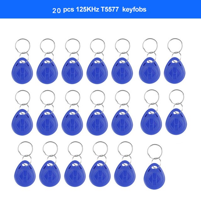 RFID Reader Writer Copier Duplicator IC/ID English 10 Frequency with USB Cable for 125Khz 13.56Mhz Cards LCD Screen: 20pcs keyfobs