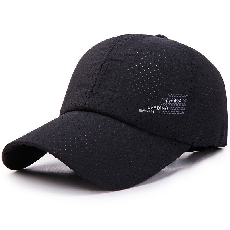 Baseball Hat Men Women Summer Baseball Cap Quick Drying Hats Unisex Breathable Sport Pure Color Snapback Hat Bone: Black