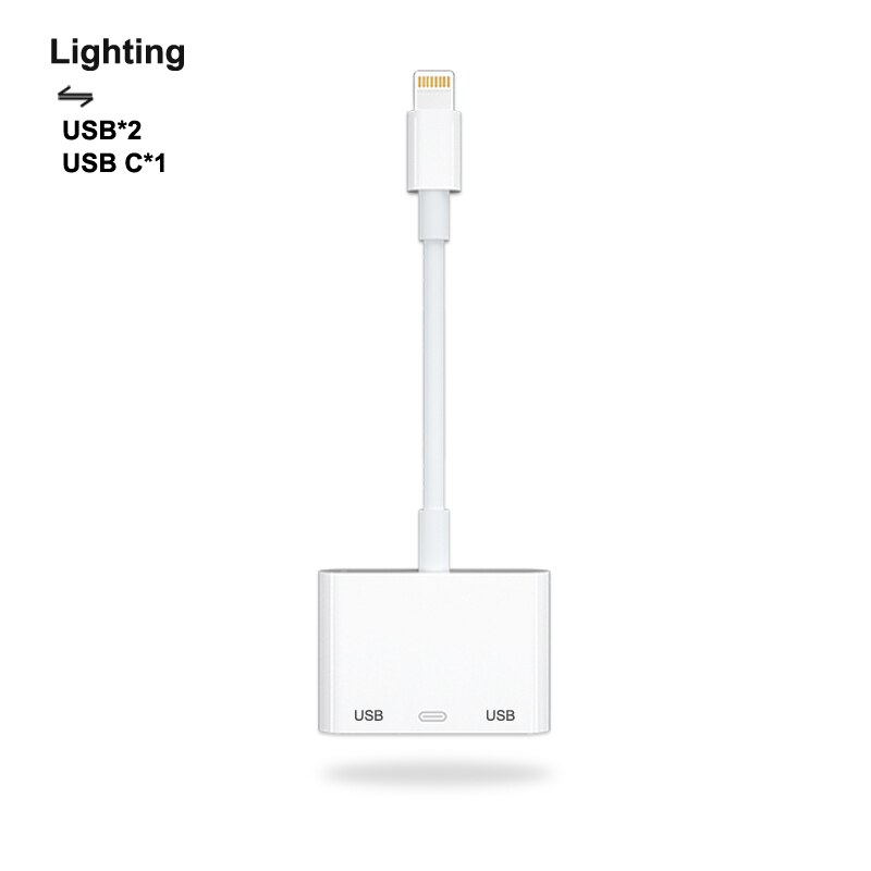 Lightning Adapter Naar Usb RJ45 1000M Lan Usb C Sd Tf Kaartlezer Camera Lightning Otg: Grey