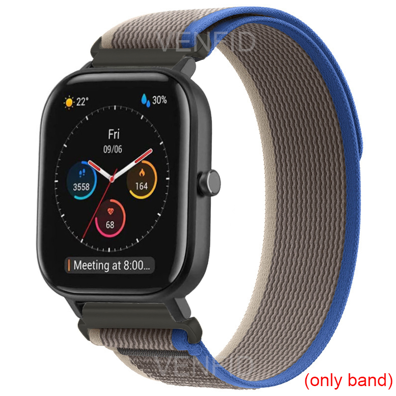 20mm nylonrem til xiaomi huami amazfit gts 4 3 2e mini blød sportsur armbånd rem løkke til bip 3 s u lite pro gtr 42mm: Grøn blå / 25mm