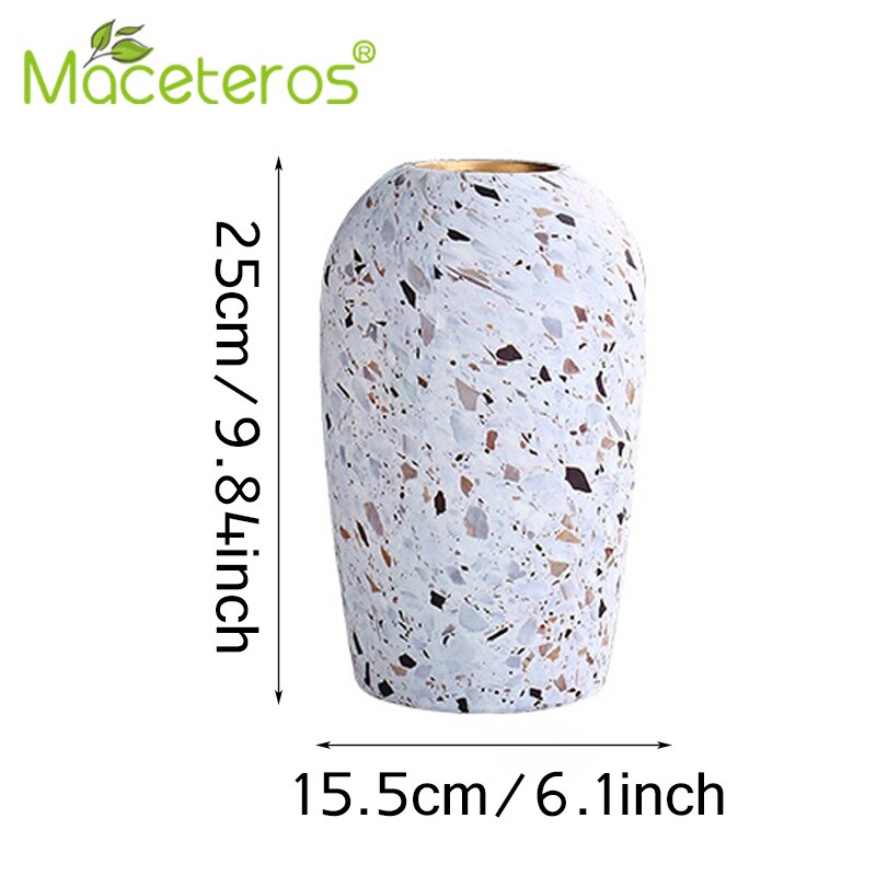 Nordisk keramisk blomsterarrangement vase terrazzo urtepotte moderne kunsthåndværk grønne planter potte hjemme havearbejde dekoration
