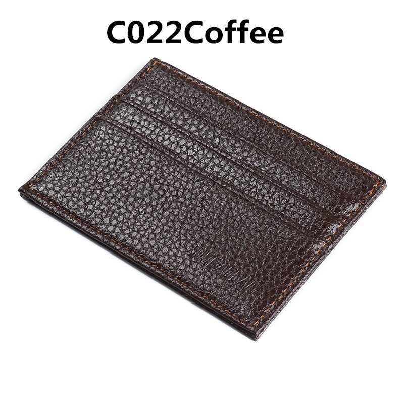 Men Slim Soft Business Credit Card Holder PU Leather Vintage Wallet Retro Texture Mini ID Holders Black Bank Case Purse: C022Coffee