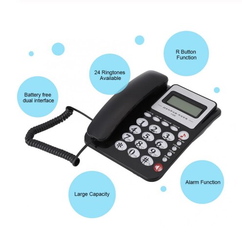 Telefoon, thuiskantoor, vaste lijn, stand-alone, nummerherkenning, zonder batterij, vaste telefoon, multi
