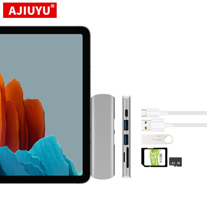 Ajuyu – HUB USB C pour tablette Samsung Galaxy Tab S7 11 &quot;, S7 Plus FE 12.4&quot;, Type C 3.1, Hub vers HDMI, USB USB-C PD, Port, adaptateur Dock