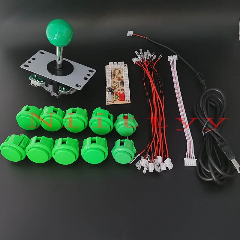 DIY Arcade joystick kit 5 pin Joystick Arcade SANWA Push Button Zero Delay USB Board With Wires for PC joystick plate