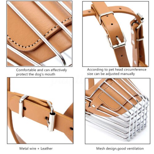 M-XL de malla metálica ajustable para perros y mascotas, cesta de alambre fuerte negra/marrón, bozal para perros, bozal antimordida, bozales para morder y ladridos