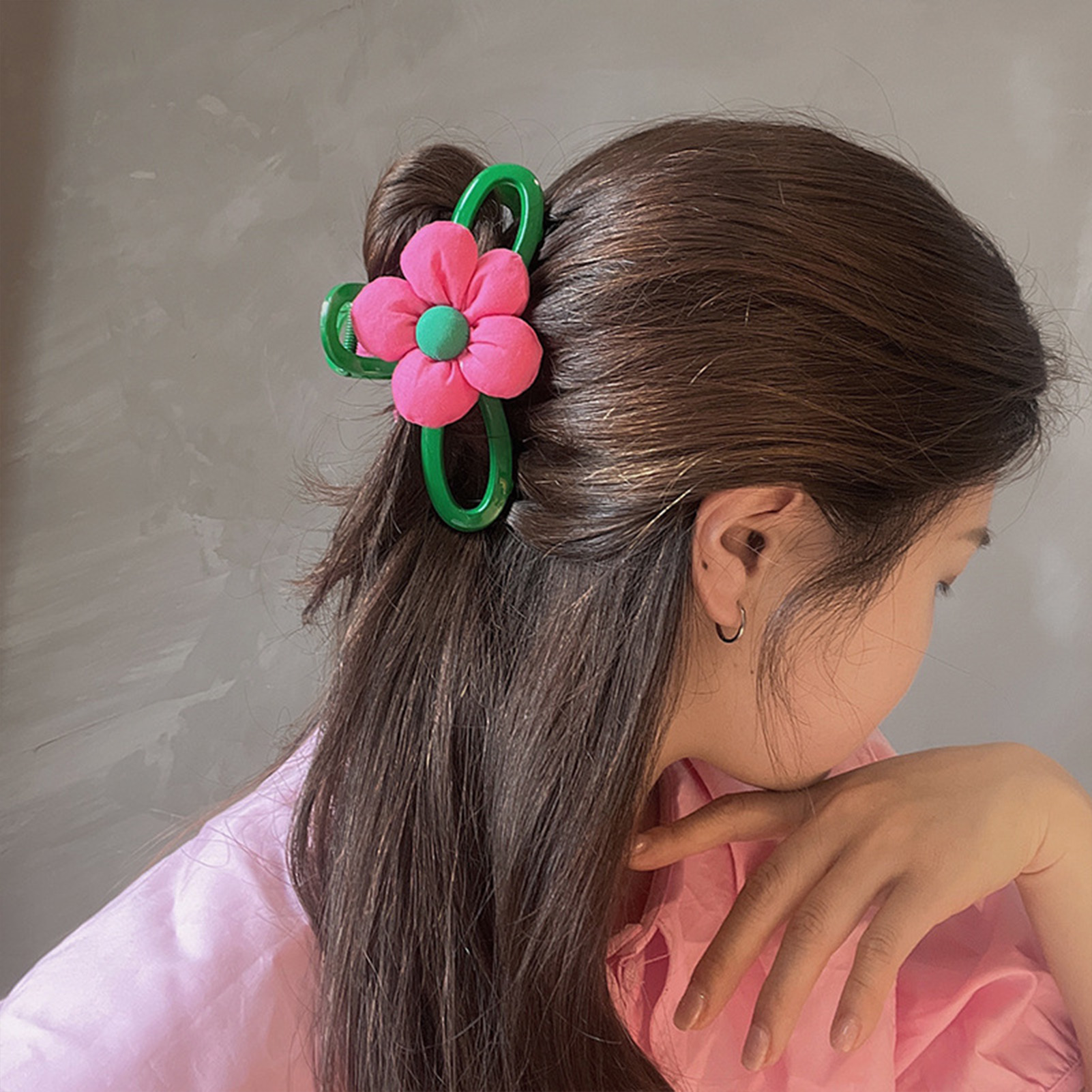 Pinza para el pelo con forma de flor de dopamina para mujer, pinza Floral de tiburón, horquilla grande de 13cm, accesorios para el cabello para niña