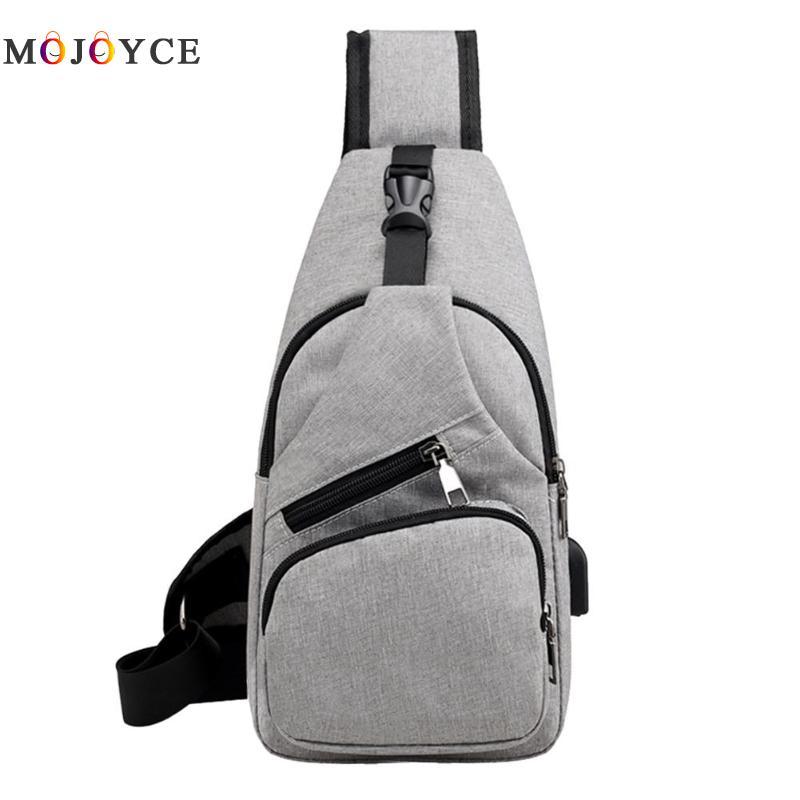 Sac de voyage en toile multifonction pour homme, sacoche de poitrine, chargeur USB, à bandoulière, sac à main pour téléphone: GRIS