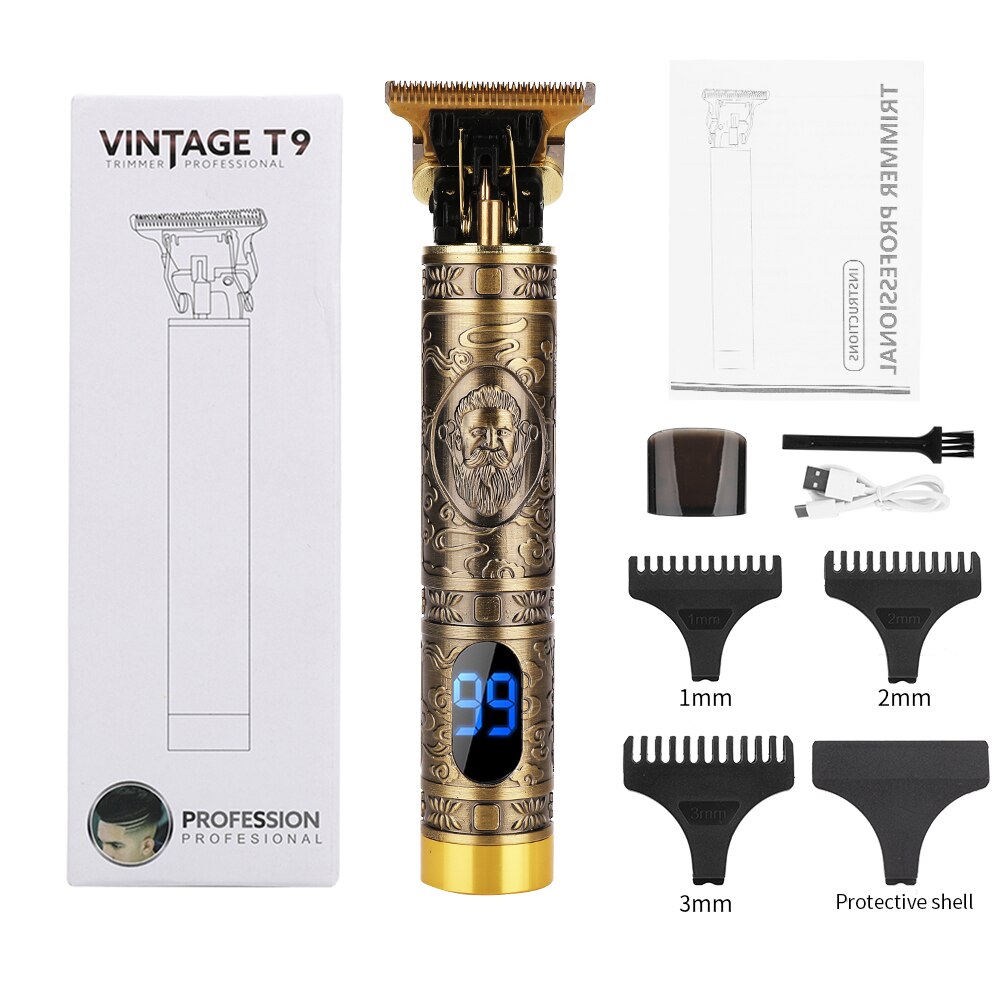 USB T9 Baldheaded Hair Clipper Electric hair trimmer Cordless Shaver Trimmer Men Barber Hair Cutting Machine: Hair Cutter 7