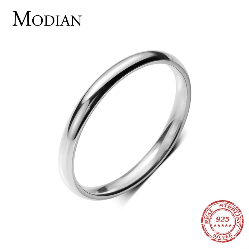 Modian Hight 100% 925 Sterling Silver Ring for Women Glossy Simple Ring Korea Style Fine Jewelry Bijoux