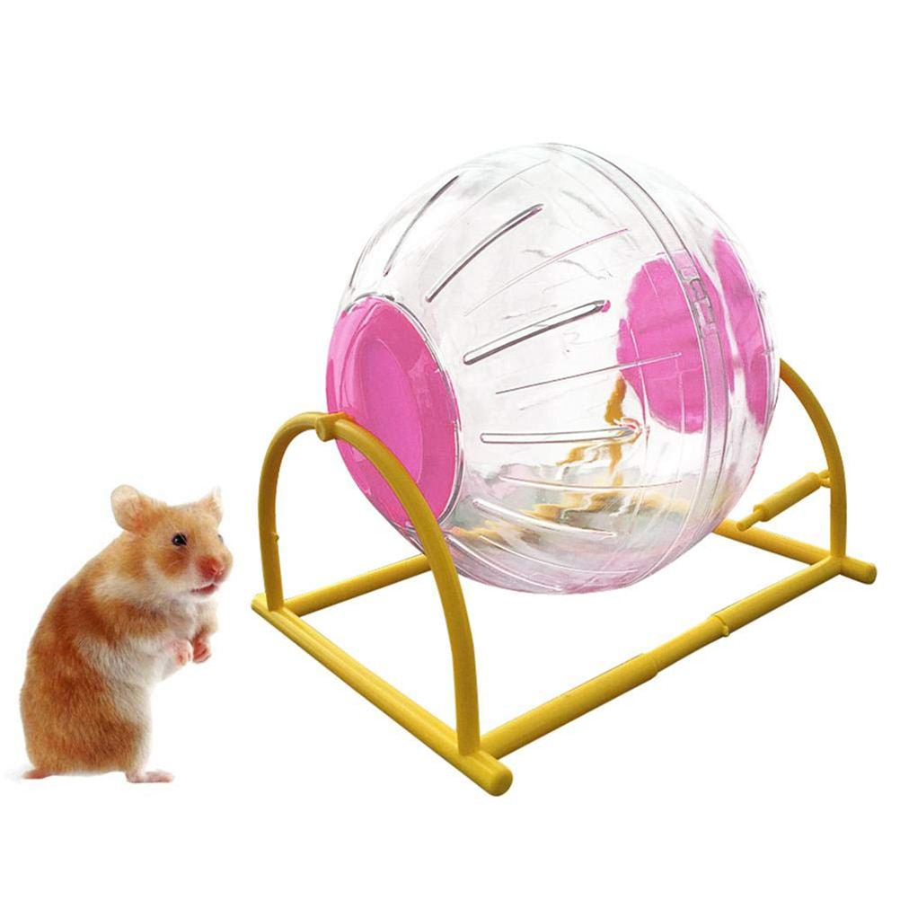 Hamster Exercise Ball Mini Transparent Hamster Toy With Base Funny Plastic Hamster Ball: Scarlet
