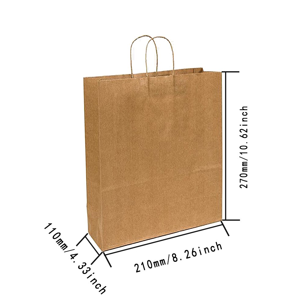 Sac en papier kraft à poignée torsadée marron avec poignées pour fête de mariage vêtements à la multifonction