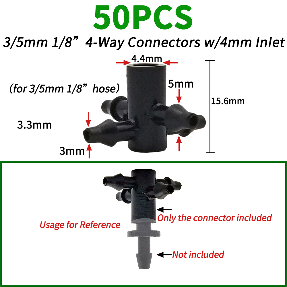 Greenhouse Garden 50PCS Bend Drip Arrow Dripper Micro Drip Irrigation Kit Emitter fit 3/5mm Hose Watering Saving Dripper Flowers: black