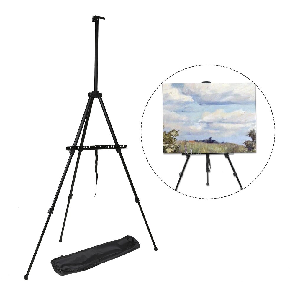 Artists Easel Stand Metal Foldable Tripod Adjustable Height 20 Inches to 61 Inches with Bag Art Supplies for Floor/Table-Top