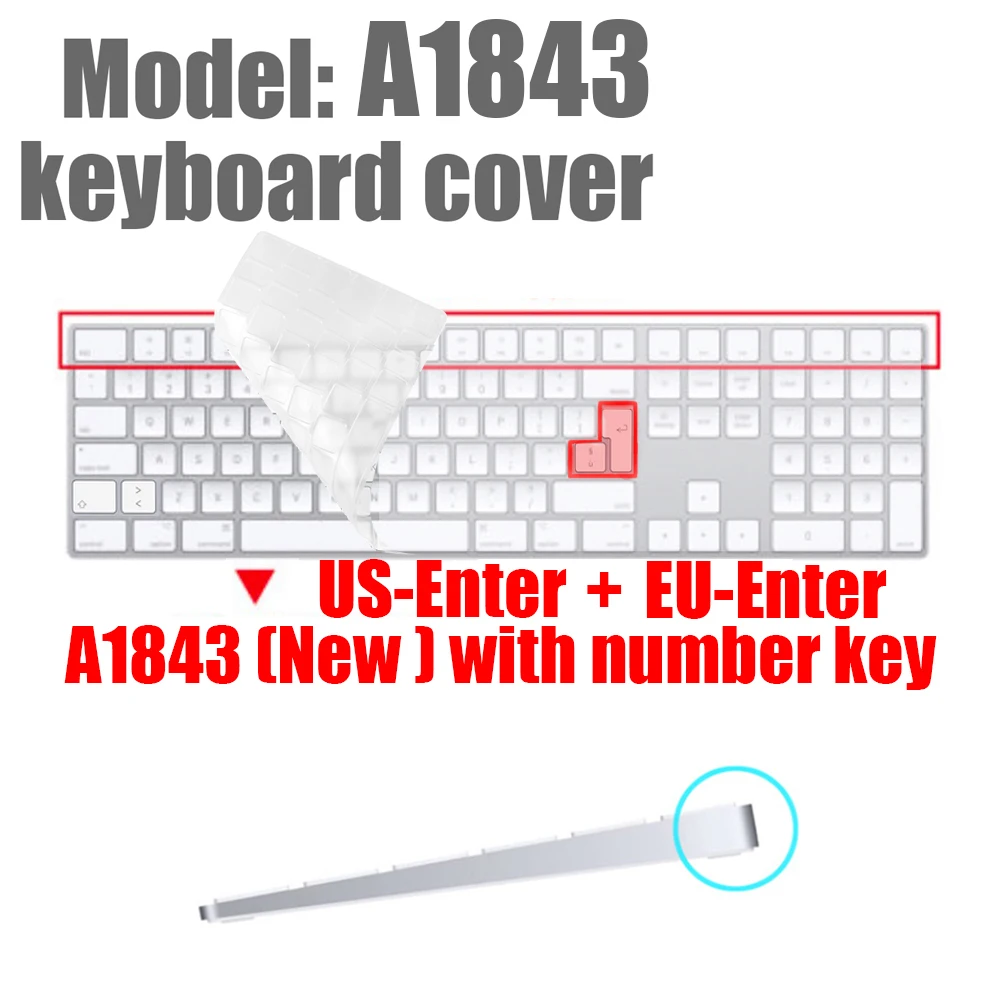 Für Magic Keyboard Silikon transparente Tastatur Schutzhülle für Apple IMac Tastatur 1843 A1644 A2520 A1314 A2449 wasserdicht: Grau