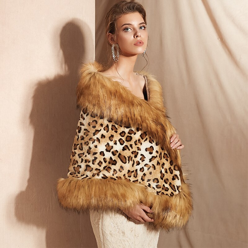 Vrouwen Bolero Bridal Shawl Faux Fur Wrap Bruiloft Cape Winter Ivoor Mantel: 099