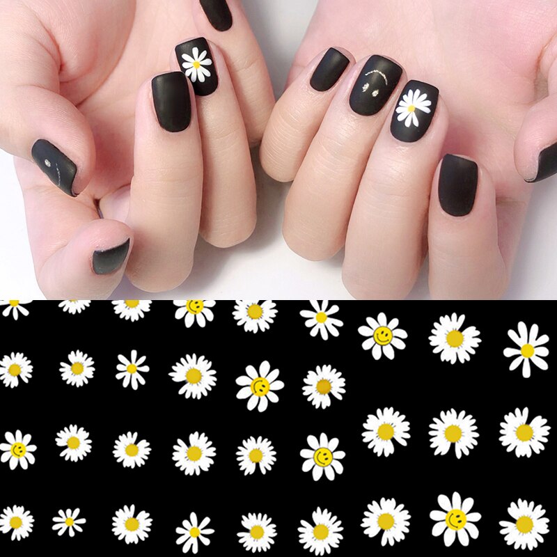 Hnuix 1 Vel Daisy Nail Art Stickers Kleurrijke Bloem Nail Sticker 3D Lijm Nail Decals Adhesive Diy Tips Decoraties