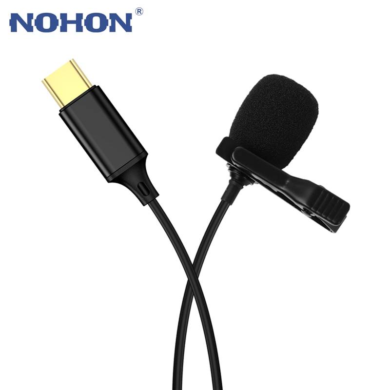 Mini 1.5M Revers Clip-On Microfoon Mic Usb C Type-C Mic Condensator Audio Opname Voor Huawei xiaomi Samsung Android Mobiele Telefoon