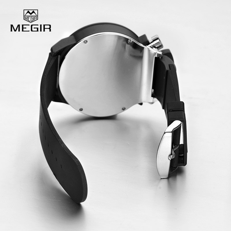 Megir heren quartzhorloges analoge chronograaf merk polshorloge heren siliconen band waterdicht uur 2004